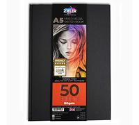 Hardback Casebound Mixed Media Sketch Book - 150gsm 50 Sheets - by Zieler™. Ideal for use with Pencils, Charcoal, Graphite, Pastels & Light Watercolour. Acid Free Sheets - Portrait (A5)