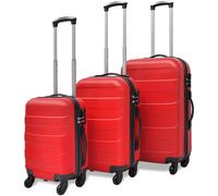 vidaXL Three Piece Hardcase Trolley Set Red 45.5/55/66 cm