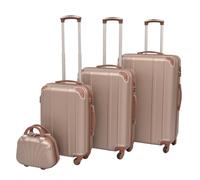 Hardcase Trolley Set 4pc Champagne ABS XL 76x48x28cm Stackable Lock 360degWheels