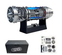 Hardcore J-35A Fighter Jet Turbine Engine Model Kit for Adult, Adjustable Speed Fighter Jet Aircraft Engine with LED Light, Teaching Gift Desktop Ornaments (Finished Version)