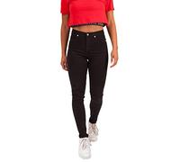 Hardcore Ladies Cotton Rich Soft Touch High or Mid Rise Denim Skinny Jeans (Staten - Black, 26W)