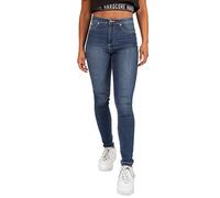 Hardcore Ladies Cotton Rich Soft Touch High or Mid Rise Denim Skinny Jeans (Staten - Luxe Blue, 28W)