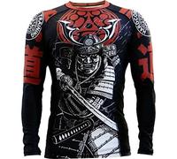 Hardcore Training Budo Red Men's Rash Guard Compression Shirt Long Sleeve MMA No-Gi Tight BJJ Grappling Base Layer Fitness