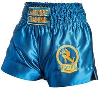 Hardcore Training Classic Muay Thai Shorts Black White Red Camo Blue Kick Boxing MMA Combat Sport Sparring Trunks, Light/Ocean Blue, Medium