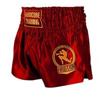 Hardcore Training Classic Muay Thai Shorts Black White Red Camo Blue Kick Boxing MMA Combat Sport Sparring Trunks, Red, 4X-Large