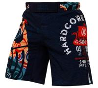 Hardcore Training Fight Shorts Men's Boxing MMA Combat BJJ Grappling Fitness Muay Thai Kickboxing No Gi UK Alpha Regular (UK, Alpha, M, Regular, Black Navy Blue)