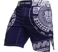 Hardcore Training Fight Shorts Men's Boxing MMA Combat BJJ Grappling Fitness Muay Thai Kickboxing No Gi (UK, Alpha, S, Regular, Regular, Blue White)