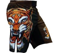 Hardcore Training Fight Shorts Men's Tiger Boxing MMA Combat BJJ Grappling Fitness Muay Thai Kickboxing No Gi Brown