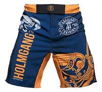 Hardcore Training Holmgang Fight Shorts Men's Boxing MMA Combat BJJ Grappling Fitness Muay Thai Kickboxing No Gi Blue Yellow