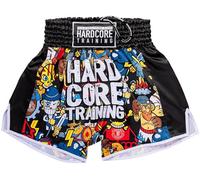 Hardcore Training Muay Thai Shorts Japanese Cortoon Design Kick Boxing MMA Combat Sport Sparring Trunks Cage Fight (UK, Alpha, XXL, Regular, Regular, Yellow)