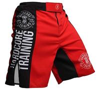 Hardcore Training Recruit Fight Shorts Men's Boxing MMA Combat BJJ Grappling Fitness Muay Thai Kickboxing No Gi (UK, Alpha, M, Regular, Regular, red)