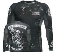 Hardcore Training Sons of Hardcore Men's Rash Guard Compression Shirt Long Sleeve MMA No-Gi Tight BJJ Grappling Base Layer Fitness Black White