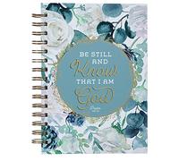 Hardcover Journal Be Still and Know Ps. 46:10 Teal Inspirational Wire Bound Notebook w/192 Lined Pages, Large