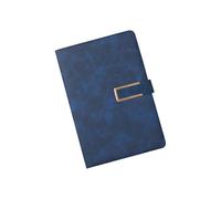 Hardcover Leather Journal 200 Pages Portable, Navy Blue | Wide Lined Ribbon Bookmarks; Portable Writing Notebook 145x210mm for Note Taking Journaling