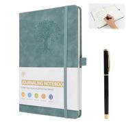 Hardcover Leather Journal, A5 Diary, Hardcover Planner with Elastic Closure, 2 Ribbon Bookmarks, Inner Pen, Lake Blue, Compact and Durable for Personal And Professional Planning, Goal Setting