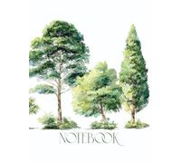 Hardcover Lined Notebook: Watercolor Forest Trees Digital Art - 8.25 x 11 inches: 78 Wide Ruled Pages