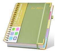Hardcover Spiral Notebooks for Work, 5 Subject Notebook College Ruled with Dividers Tabs, Lined Organizer Notebook Journal for women, 240 Pages Small A5 Notebooks for School Note taking, 5x7 Green
