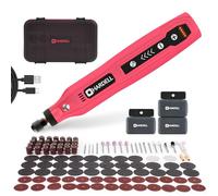 HARDELL 3.7V Cordless Rotary Tool Kit with 111 Accessories - 5-Speed Mini Power Tool, USB Rechargeable for Drilling, Sanding, Polishing, Engraving (DIY & Crafts)(Pink