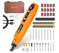 HARDELL 3.7V Cordless Rotary Tool Kit with 129 Accessories - 5-Speed Mini Power Tool, USB Rechargeable for Drilling, Sanding, Polishing, Engraving (DIY & Crafts)(Orange