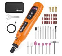 HARDELL 3.7V Mini Cordless Rotary Tool with 43 Accessories, 5-Speed Rotary Tools Kit, Type-C Charging for Engraving, Sanding, Polishing, Drilling, Grinding, Small DIY Crafts (0, b-Orange)
