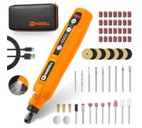 HARDELL Cordless Rotary Tool Kit with 69 Accessories - 5-Speed Mini Power Tool, USB Rechargeable for Drilling, Sanding, Polishing, Engraving (DIY & Crafts) (B-Orange 69)