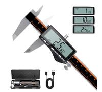 HARDELL Digital Caliper, Rechargeable Vernier Calipers with Large LCD Screen, Stainless Steel Caliper Measuring Tool, Auto-Off Micrometer, Inch/MM/Fraction for DIY/Household/3D-printing, 150mm/6Inch