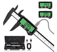 HARDELL Plastic Rechargeable Digital Caliper, 6" Measuring Tool with Green LCD Screen, Inch/mm Conversion, Auto-Off - Everyday Caliper(5V/2A Charger Only)