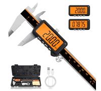 HARDELL Rechargeable Digital Caliper, Vernier Calipers with Large ABS & LCD Screen, Stainless Steel Caliper Measuring Tool, Auto-Off Micrometer, Inch/MM for DIY/Household/3D-printing, 150mm/6Inch
