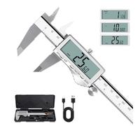 HARDELL Rechargeable Digital Caliper, Vernier Calipers with Large LCD Screen, Stainless Steel Caliper Measuring Tool, Auto-Off, Inch/MM/Fraction for DIY/Household/3D-printing