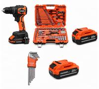 Harden Ultimate 20V Cordless Drill & Mechanic Tool Kit - 70Nm Brushless Drill, 89pc Socket Set, 13pc Imperial Hex Keys, 4 Li-ion Batteries & Charger - Automotive Garage Workshop Tools