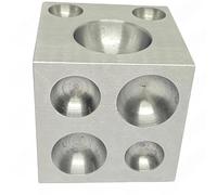Hardened Steel Dapping Doming Block Cube - 18 Half-Sphere Depressions (3.5-39mm) | 2" / 50mm Jewelry Forming Tool for Shaping, Chasing & Metalwork - Precision Machined Carbon Tool Steel