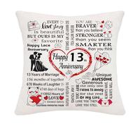 Hardeson 13th Wedding Anniversary Cushion Covers Gifts for Her Him, 13 Years of Marriage Gifts for Wife Husband Couples, Lace Anniversary Valentines Birthday Presents for Parents (Thirteenth)