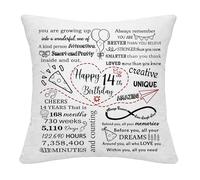 Hardeson 14th Birthday Gifts for Girls & Boys Inspirational 14 Years Old Cushion Covers Decorations Gifts for Daughter Son Granddaughter Grandson Sister Brother Fourteen Birthday Presents (14th)