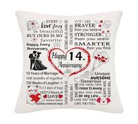 Hardeson 14th Wedding Anniversary Cushion Covers Gifts for Her Him, 14 Years of Marriage Gifts for Wife Husband Couples, Ivory Anniversary Valentines Birthday Presents for Parents (Fourteenth)