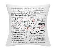 Hardeson 17th Birthday Gifts for Girls & Boys Inspirational 17 Years Old Cushion Covers Decor Gifts for Daughter Son Granddaughter Grandson Sister Brother Seventeen Birthday Presents (17th)