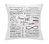 Hardeson 19th Birthday Gifts for Girls & Boys Inspirational 19 Years Old Cushion Covers Decorations Gifts for Daughter Son Granddaughter Grandson Sister Brother Nineteen Birthday Presents (19th)
