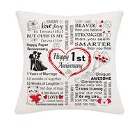 Hardeson 1st Wedding Anniversary Cushion Covers Gifts for Her Him, 1 Year of Marriage Gifts for Wife Husband Couples, Paper Anniversary Valentines Birthday Presents for Boyfriend Girlfriend (First)