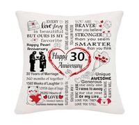 Hardeson 30th Wedding Anniversary Cushion Covers Gifts for Her Him, 30 Years of Marriage Gifts for Wife Husband Couples, Pearl Anniversary Valentines Birthday Presents for Parents (Thirtieth)