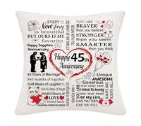 Hardeson 45th Wedding Anniversary Cushion Covers for Her Him, 45 Years of Marriage for Wife Husband Couples, Sapphire Anniversary Valentines Birthday Gift for Parents (Forty-fifth)