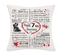 Hardeson 7th Wedding Anniversary Cushion Covers for Her Him, 7 Years of Marriage Gifts for Wife Husband Couples, Wool Anniversary Valentines Birthday Presents for Parents (Seventh)