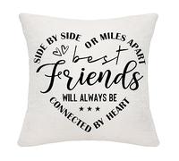 Hardeson Friendship Gifts for Women Girls, Best Friend Birthday Gift, Side by Side or Miles Apart Cushion Covers | Thank You Gifts for Good Friends Men Girls Boys