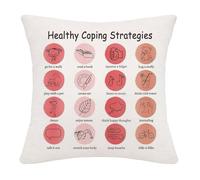 Hardeson Mental Health Coping Skills Cushion Covers, Counseling Office Pillowcases Decor for Kids, Mental Health Pillow Cover Classroom Calming Reading Corner Gifts for Women Men Counselor