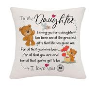 Hardeson To My Daughter Birthday Gifts, Linen Pillowcases Cushion Covers Graduation Xmas Gifts for Daughter from Dad & Mum
