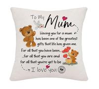 Hardeson To My Mum Birthday Gifts, Mum Gifts from Daughter & Son, Linen Cushion Covers Pillowcases Xmas Mothers Day Presents for Mummy Mama Mom