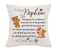 Hardeson To My Nephew Birthday Gifts, Nephew Graduation Gifts from Auntie & Uncle, Home Decor Christmas Linen Cushion Covers Pillowcase Presents for Boys
