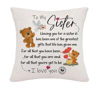 Hardeson To My Sister Birthday Gifts, Sister Graduation Gifts from Brother, Linen Cushion Covers Pillowcases Home Decor Xmas Presents for Sisters