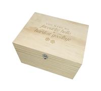 "Hardest Goodbye" Wooden Pet Memorial Chest | Engraved Rustic Pet Loss Keepsake Box | Solid Pine Dog & Cat Remembrance Box | Timeless Pet Bereavement Storage | W30cm x D23cm x H18cm