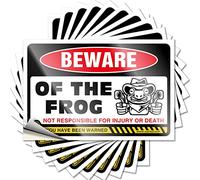 Hardhat Stickers and Decals Beware of Frog Funny Sticker 10 Pcs Funny Bar Signs for Home Bar Tool Decal(8X12CM)