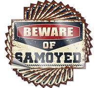 Hardhat Stickers and Decals Beware of Samoyed Funny Sticker 10 Pcs Funny Bar Signs for Home Bar Tool Decal(6X9CM)