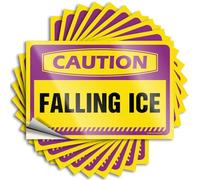 Hardhat Stickers and Decals Caution Falling Ice Stickers 10Pcs Stickers for Cars Funny Bumper Stickers(8X12CM)